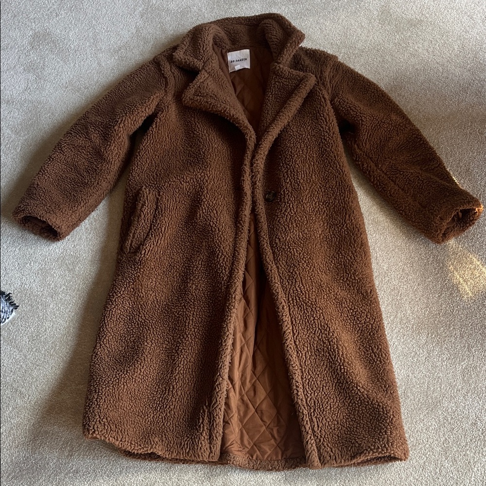BB Dakota Brown Long Teddy Coat